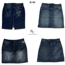 Jupes midi en denim de l'ère Britney Y2K (RE-1811)