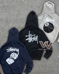 Stussy Rework Style Graphic Pullover Hoodies - #12..