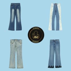 Jeans Flare de Denim da Era Y2K Baddie