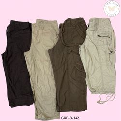 Y2K Vintage Cream & Brown Cargo Capri Pants – 2000..