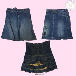Vintage Y2K Blue Denim Maxi Skirt – Early 2000s Ch..