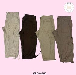Y2K Cargo Capri Pants – Cream & Brown Retro Street..
