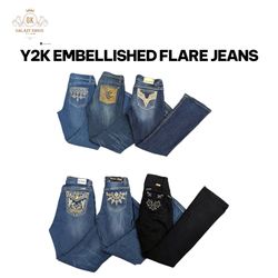 Y2K装飾フレアジーンズ