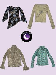 Y2K Fairycore Mesh Langarm-Oberteile Mix (M-528)