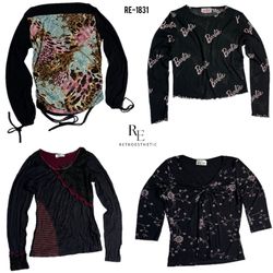 Y2K All Black Rave Langarmtops (RE-1831)