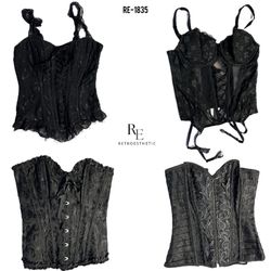 Y2K All Black Gothic Korsetts (RE-1835)