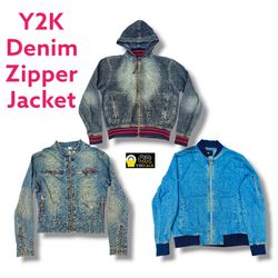 Y2Kジッパーデニムジャケット