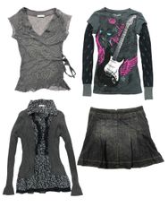 La Chica Cool Y2K Mezcla Gris: S-1235