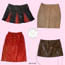 Jupe en cuir Y2K authentique – Style vintage intem..