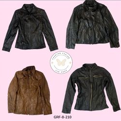 2000s Y2K Black Leather Jacket – Light Zipper Grun..