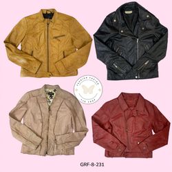 Y2K Aesthetic Light Leather Jacket – Zippered Desi..