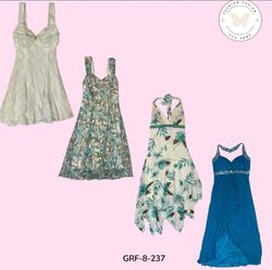 Authentic Y2K Blue Patterned Poly Dress – Iconic R..