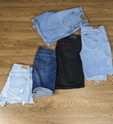 Branded denim shorts