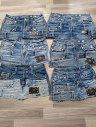HD1091 Upcycled Miss Me Micro Mini Belted Skirts -..