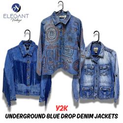 Y2K Underground Blue Drop Denim Jackets - EV0257