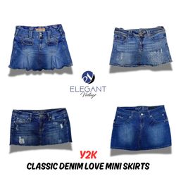Y2K Classic Denim Love Mini Skirts - EV0312