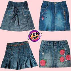 Y2K Cyber Girl Era Denim midi Skirts