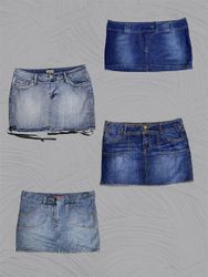 Early 2000s Y2K Studded Denim Micro Mini Skirt(TS:..