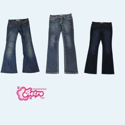 Y2K Cyber It Denim Flared Jeans (Aug-50)