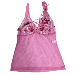 SAY#291 – Y2K Top In Rete Rosa A Balze Con Pizzo