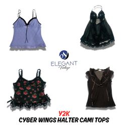 Y2K Cyber Wings Halter Cami Tops - EV0849