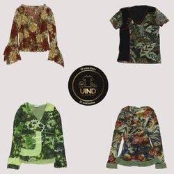 Y2K Grunge Forest European Mesh Tops