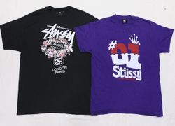 CR508 UPCYCLED  STUSSY INSPIRED LOGO PRINTED T-SHI..
