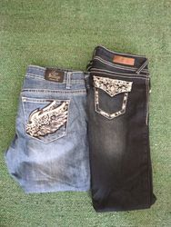 Jeans de Bordado Vintage Y2k