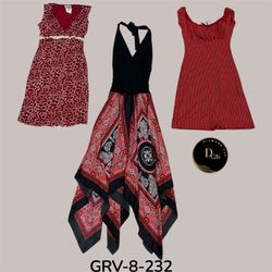 Y2K Rot & Schwarz Poly Kleid | 90er 2000er Vintage..