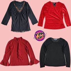 Y2K Soft Grunge Long Sleeve Mesh Tops