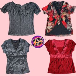 Y2K European Romantic Mesh Tops