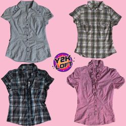 Camisas de Manga Curta Y2K Office