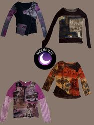 Y2K Earthy toned Full sleeve mesh tees (M-548)