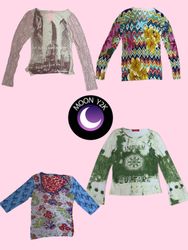 Y2K Soft Girl Era mesh Tops ft desigual (M-551)