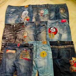 「日本の刺繍入りショート」