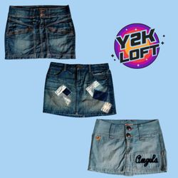 Y2Kオールアメリカンデニムミニスカート
