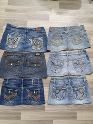 HD1101 Ladies Y2K Upcycled Denim Micro Mini Skirts..