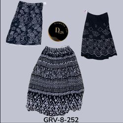 Jupe longue en coton imprimé noir et blanc Y2K | L..