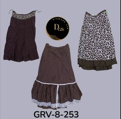 Jupe longue en coton marron Y2k (GRV-8-253)