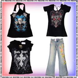 Y2k Baby Tees And Bootcut Jeans(RX-1077)
