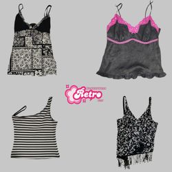 Y2K Romance Goth Tone Cami Tops (Aug-73