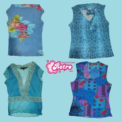 Y2K Aqua Vibe Shot Sleeve Tops (Aug-76)