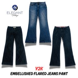 Y2K Embellished Flared Jeans Pant - EV0550