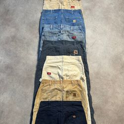 Calças Carhartt e Dickies