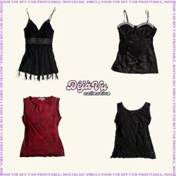 Y2K Love Story Beaded Mesh Cami Tops