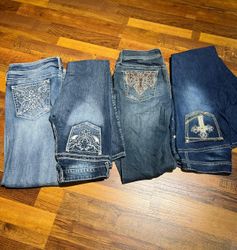 GB05 Y2K EMBELLISHED MIXED JEANS