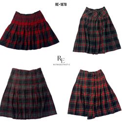 Y2K Wool Checkered Skirts (RE-1878)