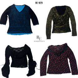Y2K All Black Rave Full Sleeve Mesh Tops (RE-1879)