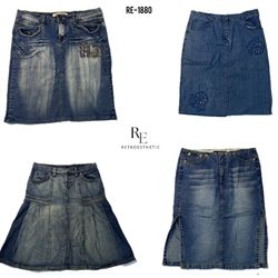 Y2K IT Girl Denim Midi Skirts (RE-1880)