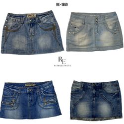 Y2K IT Girl Denim Mini Skirts(RE-1869)